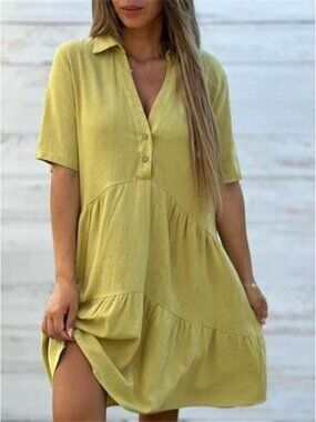 Full Size Short Sleeve Tiered Ruffle Hem Mini Dress Plus Size